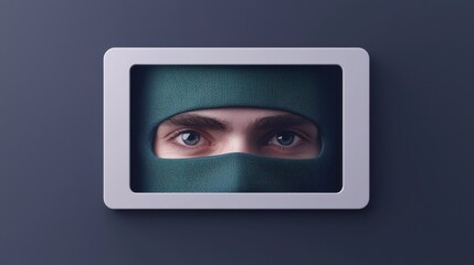 Mysterious Ninja Eyes Peeking Through Framed Opening