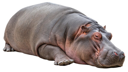 Hippopotamuses, isolated transparent background