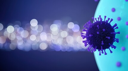 Colorful Virus Illustration on Abstract Background with Bokeh