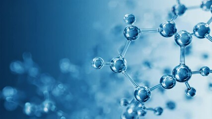 Blue background with microscopic molecular structures, showcasing chemical science and molecular bonding at a tiny scale. Scientific representation of molecules - Powered by Adobe