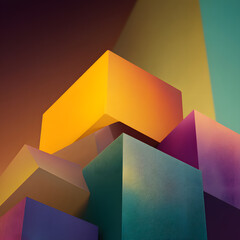 A stack of colorful cubes