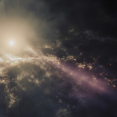 Obraz premium A sun is shining on the clouds