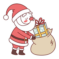 Santa claus with a bag of gift