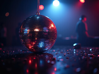 Fototapeta premium Disco Ball Lighting Up Dance Floor at Nightclub