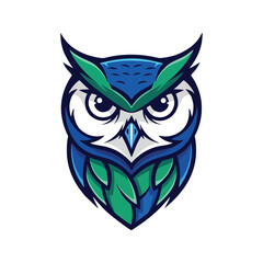 bright colors owl head logo vector