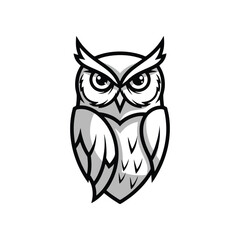 elegant owl black and white logo 