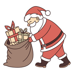 Santa claus with sleigh full of gifts