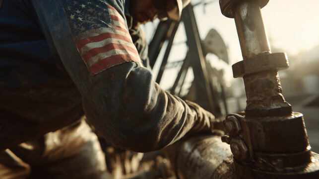 Worker performing maintenance on industrial pipes construction site action photo urban environment close-up view labor concept