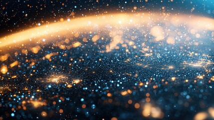 Vibrant Cosmic Scene with Bright Particles and Stars