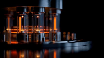 Illuminated Vacuum Tubes: A Close-Up of Glowing Technology