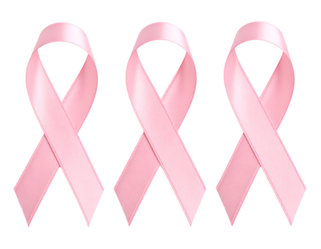 Three delicate pink ribbons symbolize breast cancer awareness and a powerful message of hope and support.