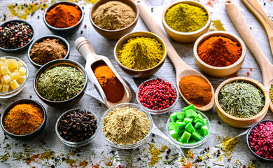 Composition with assortment of spices and herbs