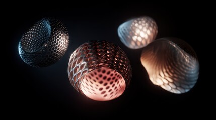 Abstract 3D Render of Glowing Metallic Spheres