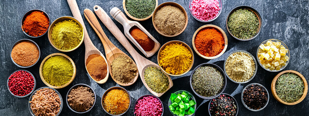 Composition with assortment of spices and herbs