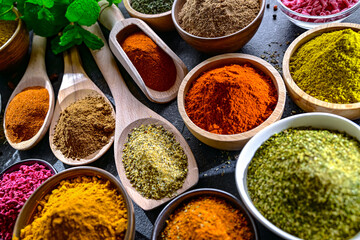 Composition with assortment of spices and herbs