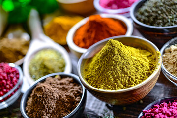 Composition with assortment of spices and herbs