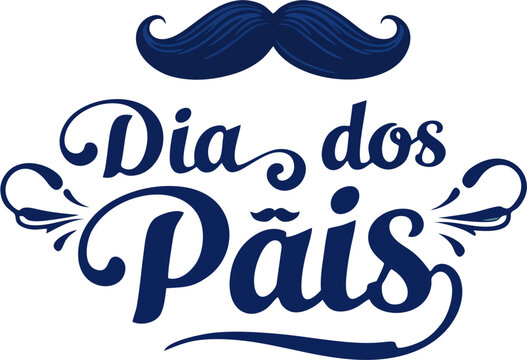 Father's Day design with blue mustache and script text day stamp - Powered by Adobe