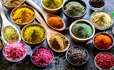 Composition with assortment of spices and herbs