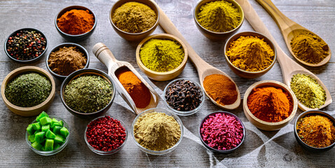 Composition with assortment of spices and herbs