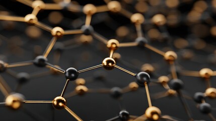 Abstract black and gold molecular structure