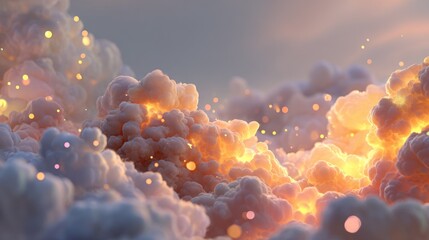Dramatic cloudscape warm light
