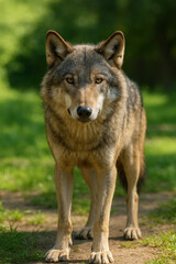 Gray Wolf canis lupus - Gray Wolf in Natural Habitat – Realistic Wildlife Close-Up in Daylight