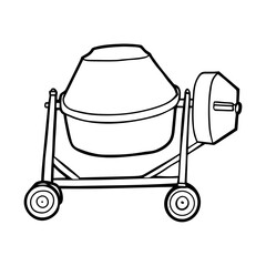 Concrete mixer illustration with clean lines and simple shapes  
