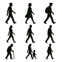 silhouettes of people set walking