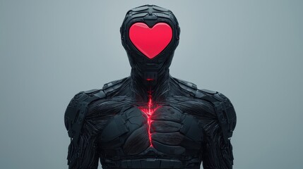 Futuristic Robot with Heart Symbol Showcasing Emotions