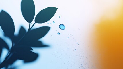 Water Droplets on Leaf with Soft Gradient Background