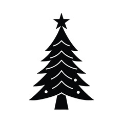 Fototapeta premium Simple Christmas Tree Silhouette with Star and Ornaments Decoration