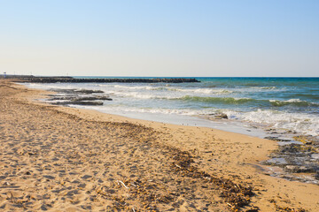 Sea beach at San Cataldo, Lecce, Apulia region, Italy
