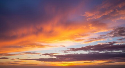 Vibrant Sunset Sky with Layered Clouds