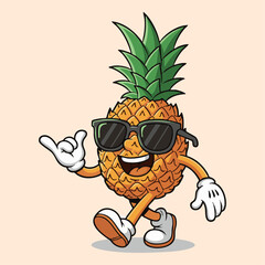 Happy Pineapple Wearing Sunglasses and Shaka Hand