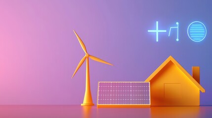 Modern Renewable Energy Concepts with House and Turbine