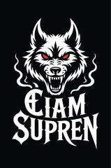 A stylized illustration features a snarling wolf head above the words 