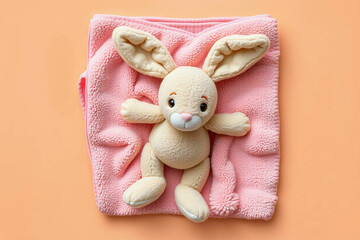 Fototapeta premium Pastel Easter Eggs and Beige Teddy Bear on Mint Green Background | AI-Generated Spring Holiday Still Life