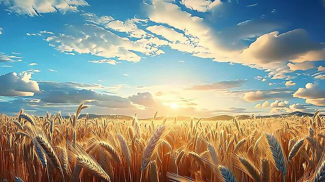 Wheat field in Delfts Blauw video,ai generative