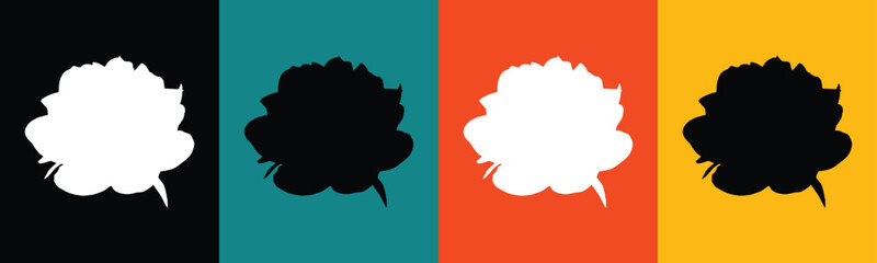 White and black floral silhouettes on colorful backgrounds teal orange