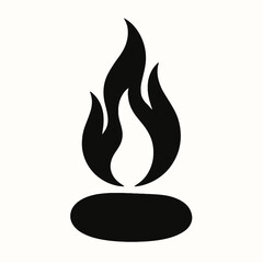 very simple flat and single minimalist Burning Pebble Silhouettes in black on a white background
