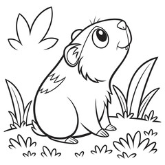 guinea-pig-coloring-page of vector illustration