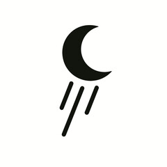 very simple flat and single minimalist Falling Moon Silhouettes in black on a white background