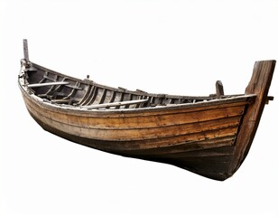 old wooden boat on a white or white background