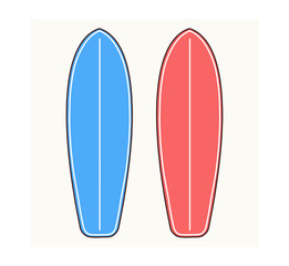 Set of Vector Surfboards Isolated on White Background