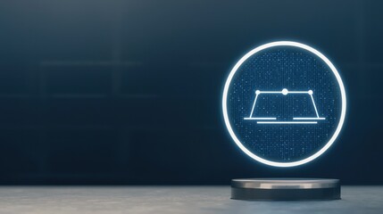 Neon Icon of Balance Scale in a Modern Digital Environment