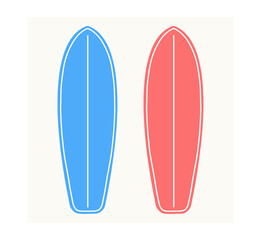 Colorful Surfboard in Flat Design for Summer and Beach Theme
