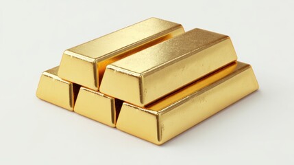 Set of gold bars rotating slightly to create a D illusion on white