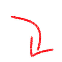 Red check mark arrow pointing down on black background