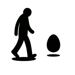 very simple flat and single minimalist Lonely Egg Step Silhouettes in black on a white background