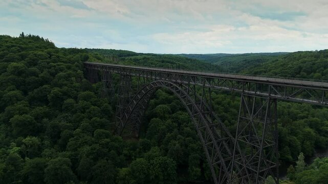 Forward Drone Flight Right to Left Toward Mungstener Brucke Center in Solingen Germany